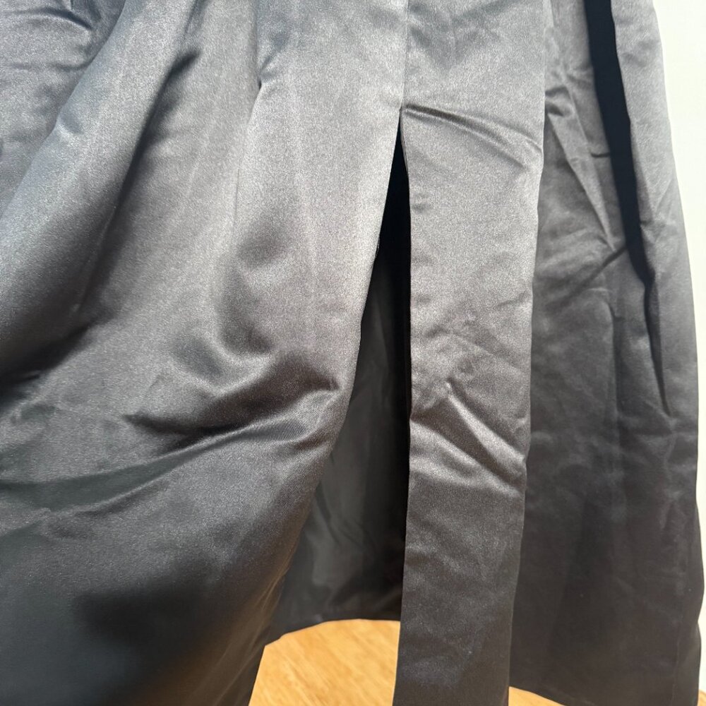 NEW Black Heavy Satin Collared Old Hollywood Vintage Long Dress Gown - Picture 4 of 5